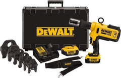 DeWALT - 4 Ton Electric Crimper - Includes DCE200, (2) DCB204, DCE115, Shoulder Strap, (5) 1/2 - 2" Crimping Heads, Kit Box - Exact Tool & Supply