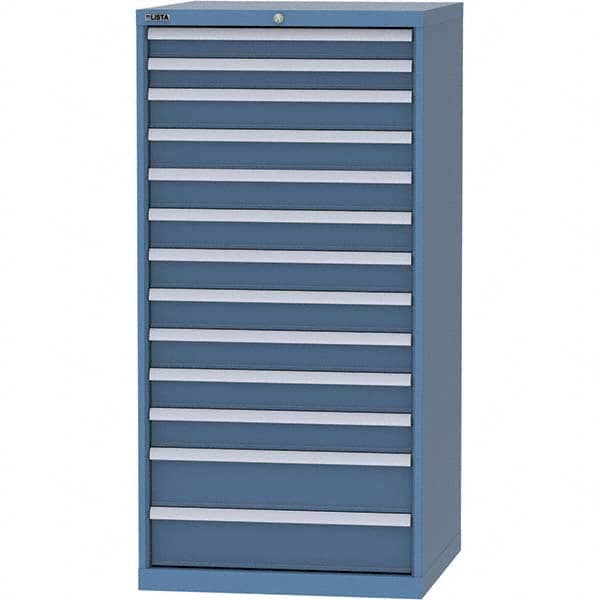 LISTA - 13 Drawer, 124 Compartment Bright Blue Steel Modular Storage Cabinet - Exact Tool & Supply