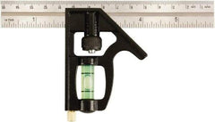 Johnson Level & Tool - 2 Piece, 6" Combination Square Set - 1/8, 1/16 & 1/32" (Inch/Metric) Graduation, Stainless Steel Blade, Cast Zinc Head - Exact Tool & Supply