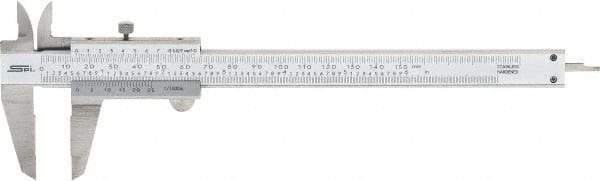 SPI - 0 to 150mm Stainless Steel Vernier Caliper - 0.02mm Graduation, 1.57" Jaw Depth, 0.001" Accuracy, Includes NIST Traceability Certificate - Exact Tool & Supply