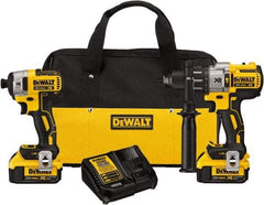 DeWALT - 20 Volt Cordless Tool Combination Kit - Includes 1/2" Brushless Hammerdrill & 1/4" Brushless Compact Impact Driver, Lithium-Ion Battery Included - Exact Tool & Supply