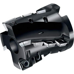 Walter - 100mm Cut Diam, 40mm Arbor Diam, 77mm Max Depth of Cut, Indexable Square-Shoulder Face Mill - 90° Lead Angle, 80mm High, LDM.170408R & SDM.120408 Insert Compatibility, Through Coolant, Series M4258 - Exact Tool & Supply