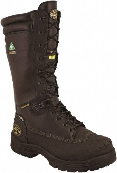OLIVER - Men's Size 8 Wide Width Steel Work Boot - Black, Leather Upper, Rubber Outsole, 14" High, Lace-Up, Waterproof - Exact Tool & Supply