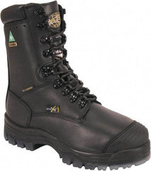 OLIVER - Men's Size 9.5 Wide Width Composite Work Boot - Black, Leather Upper, Rubber Outsole, 8" High, Lace-Up, Waterproof - Exact Tool & Supply