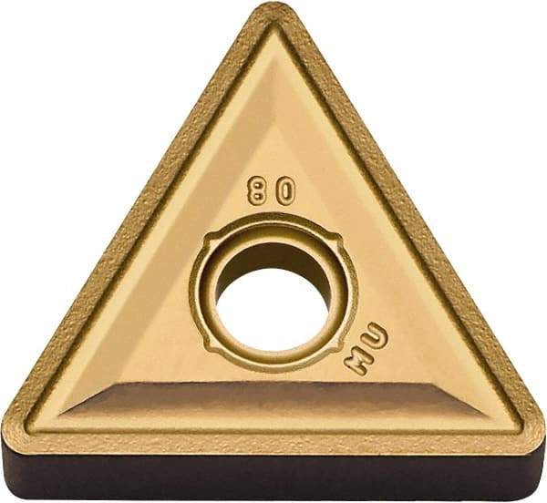 Kyocera - TNMG332 MU Grade SW05 Carbide Turning Insert - Uncoated, 60° Triangle, 3/8" Inscr Circle, 3/16" Thick, 1/32" Corner Radius - Exact Tool & Supply