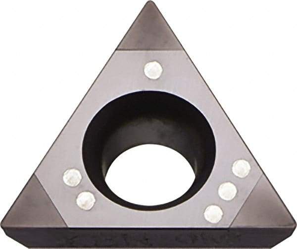 Kyocera - TPGB221 Grade KBN10M CBN Turning Insert - Megacoat Finish, 60° Triangle, 1/4" Inscr Circle, 1/8" Thick, 1/64" Corner Radius - Exact Tool & Supply