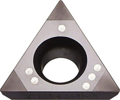Kyocera - TPGB221 Grade KBN10M CBN Turning Insert - Megacoat Finish, 60° Triangle, 1/4" Inscr Circle, 1/8" Thick, 1/64" Corner Radius - Exact Tool & Supply