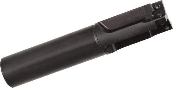 Kyocera - 27mm Max Cut Diam, 25mm Shank Diam, 134mm OAL, Indexable Countersink - 54mm LOC, 3 Square Inserts, SPMT090304E-Z & SPMT090308E-Z Insert Style, Negative (Radial), Positive (Axial) Rake, Series MEF - Exact Tool & Supply