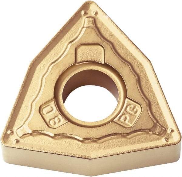 Kyocera - WNMG432 PG Grade PV720 Cermet Turning Insert - TiCN (Megacoat Nano) Finish, 80° Trigon, 1/2" Inscr Circle, 3/16" Thick, 1/32" Corner Radius - Exact Tool & Supply