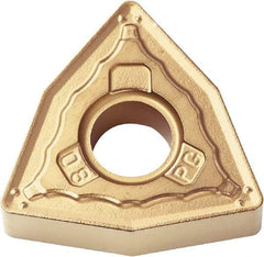 Kyocera - WNMG432 PG Grade PV720 Cermet Turning Insert - TiCN (Megacoat Nano) Finish, 80° Trigon, 1/2" Inscr Circle, 3/16" Thick, 1/32" Corner Radius - Exact Tool & Supply