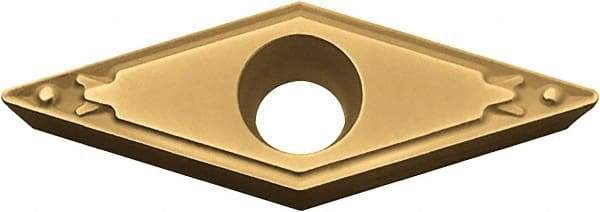 Kyocera - VBMT221 HQ Grade PV720 Cermet Turning Insert - TiCN (Megacoat Nano) Finish, 35° Diamond, 1/4" Inscr Circle, 1/8" Thick, 1/64" Corner Radius - Exact Tool & Supply