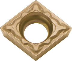 Kyocera - CCMT32.51 PP Grade PV720 Cermet Turning Insert - TiCN (Megacoat Nano) Finish, 80° Diamond, 3/8" Inscr Circle, 5/32" Thick, 1/64" Corner Radius - Exact Tool & Supply