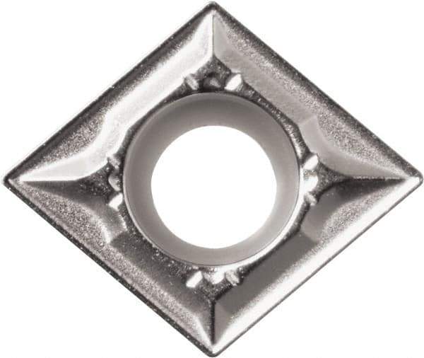 Kyocera - CCMT32.51 GK Grade CA525 Carbide Turning Insert - TiCN/Al2O3/TiN Finish, 80° Diamond, 3/8" Inscr Circle, 5/32" Thick, 1/64" Corner Radius - Exact Tool & Supply