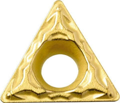 Kyocera - TPMT221 PP Grade PV720 Cermet Turning Insert - TiCN (Megacoat Nano) Finish, 60° Triangle, 1/4" Inscr Circle, 1/8" Thick, 1/64" Corner Radius - Exact Tool & Supply