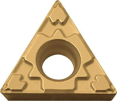 Kyocera - TPMT321 GP Grade PV720 Cermet Turning Insert - TiCN (Megacoat Nano) Finish, 60° Triangle, 3/8" Inscr Circle, 1/8" Thick, 1/64" Corner Radius - Exact Tool & Supply