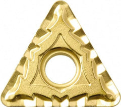 Kyocera - TNMG332 CQ Grade PV720 Cermet Turning Insert - TiCN (Megacoat Nano) Finish, 60° Triangle, 3/8" Inscr Circle, 3/16" Thick, 1/32" Corner Radius - Exact Tool & Supply