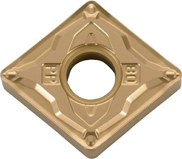 Kyocera - CNMG430.5 PP Grade PV720 Cermet Turning Insert - TiCN (Megacoat Nano) Finish, 80° Diamond, 1/2" Inscr Circle, 3/16" Thick, 0.008" Corner Radius - Exact Tool & Supply