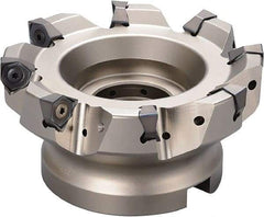 Kyocera - 8 Inserts, 125mm Cut Diam, 38.1mm Arbor Diam, 8mm Max Depth of Cut, Indexable Square-Shoulder Face Mill - 0° Lead Angle, 63mm High, WNMU 0806 Insert Compatibility, Through Coolant, Series M-Six - Exact Tool & Supply