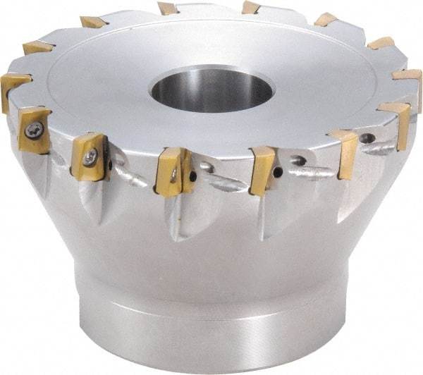 Kyocera - 8 Inserts, 32mm Cut Diam, 8.5mm Arbor Diam, 6mm Max Depth of Cut, Indexable Square-Shoulder Face Mill - 0° Lead Angle, 40mm High, BDMT 0703 Insert Compatibility, Through Coolant - Exact Tool & Supply