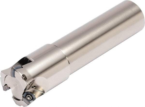 Kyocera - 40mm Cut Diam, 1.5mm Max Depth, 32mm Shank Diam, Cylindrical Shank Indexable High-Feed End Mill - Screw Holding Method, SOMT 100420ER-.. Insert, MFH Toolholder, Through Coolant - Exact Tool & Supply