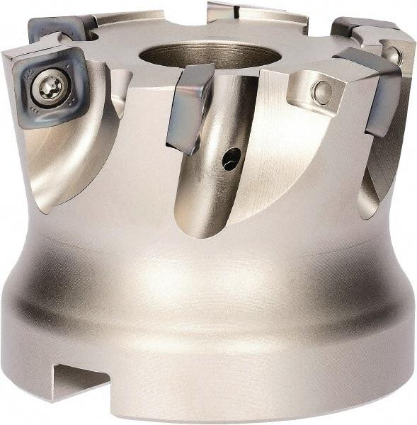 Kyocera - 5 Inserts, 63mm Cutter Diam, 2mm Max Depth of Cut, Indexable High-Feed Face Mill - 0.4331" Arbor Hole Diam, 10.4mm Keyway Width, 50mm High, MFH Toolholder, SOMT 14 Inserts - Exact Tool & Supply