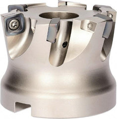 Kyocera - 4 Inserts, 50mm Cutter Diam, 1.5mm Max Depth of Cut, Indexable High-Feed Face Mill - 0.4331" Arbor Hole Diam, 10.4mm Keyway Width, 50mm High, MFH Toolholder, SOMT 10 Inserts - Exact Tool & Supply
