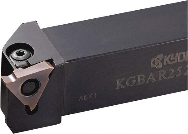 Kyocera - KGBA, External, Right Hand, 0.217" Max Depth of Cut, 0.013 to 0.189" Groove Width, Indexable Grooving Tool Holder - GBA43R/L.. Insert Compatibility, 1" Shank Height, 1" Shank Width, 6" OAL - Exact Tool & Supply