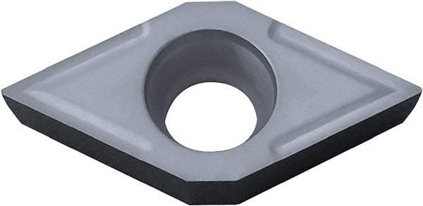 Kyocera - DCMT32.52 Grade PV7005 Cermet Turning Insert - TiC/TiN (Megacoat) Finish, 55° Diamond, 3/8" Inscr Circle, 5/32" Thick, 1/32" Corner Radius - Exact Tool & Supply