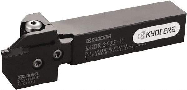 Kyocera - KGD, External, Right Hand, 16.9926mm Max Depth of Cut, 1.9812 to 3mm Groove Width, Indexable Grooving Tool Holder - Multiple Insert Compatibility, 3/4" Shank Height, 3/4" Shank Width, 4.8" OAL - Exact Tool & Supply