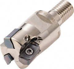 Kyocera - 31.75mm Cut Diam, 0.9906mm Max Depth, M16 Modular Connection Indexable High-Feed End Mill - Screw Holding Method, LOGU 030310ER-GM Insert, MFH Toolholder, Through Coolant - Exact Tool & Supply