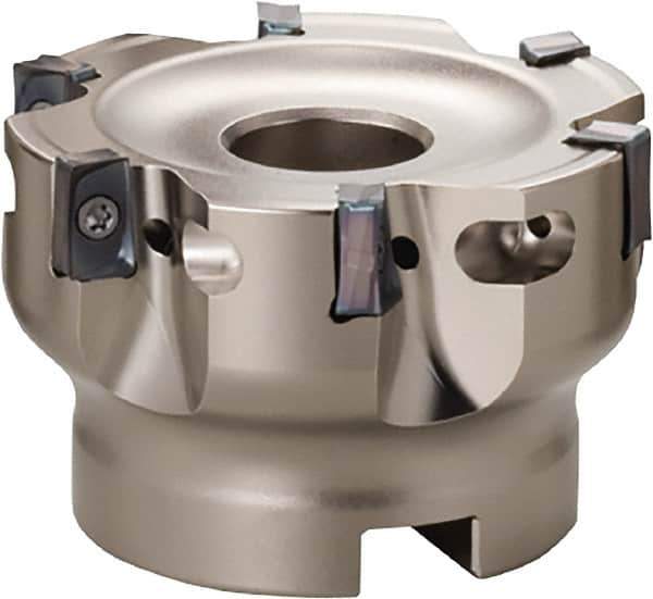 Kyocera - 5 Inserts, 40mm Cut Diam, 9mm Arbor Diam, 10mm Max Depth of Cut, Indexable Square-Shoulder Face Mill - 0° Lead Angle, 40mm High, LOMU 1004..ER-GH, LOMU 1004..ER-GM & LOMU 1004..ER-SM Insert Compatibility, Through Coolant, Series M-Four - Exact Tool & Supply