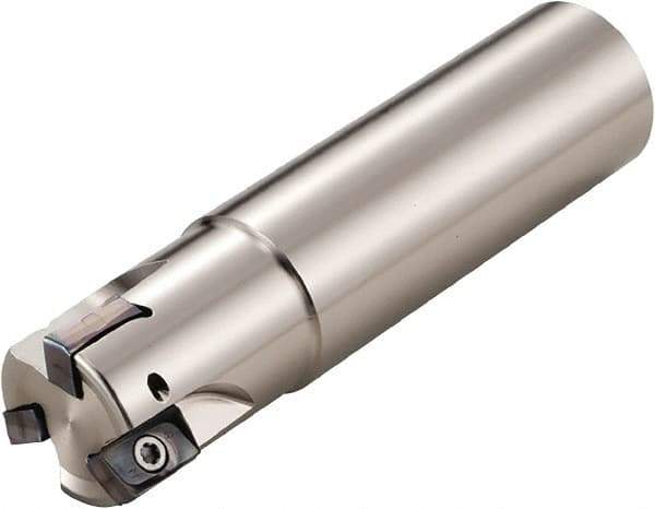 Kyocera - 22mm Cut Diam, 10mm Max Depth of Cut, 20mm Shank Diam, 110mm OAL, Indexable Square Shoulder End Mill - LOMU 1004..ER-GH, LOMU 1004..ER-GM, LOMU 1004..ER-SM Inserts, Cylindrical Shank, 90° Lead Angle, Through Coolant, Series M-Four - Exact Tool & Supply