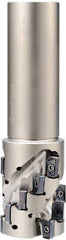 Kyocera - 50mm Cut Diam, 53mm Max Depth of Cut, 42mm Shank Diam, 160mm OAL, Indexable Square Shoulder Helical End Mill - LOMU 1505..ER-GH, LOMU 1505..ER-GM, LOMU 1505..ER-SM Inserts, Cylindrical Shank, 90° Lead Angle, Through Coolant, Series M-Four - Exact Tool & Supply