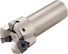 Kyocera - 3" Cut Diam, 0.315" Max Depth of Cut, 1-1/4" Shank Diam, 3.6" OAL, Indexable Square Shoulder End Mill - WNEU 080608EN-GL, WNMU 080608EN-GH, WNMU 080608EN-GM, WNMU 080608EN-SM Inserts, Weldon Shank, 90° Lead Angle, Through Coolant - Exact Tool & Supply