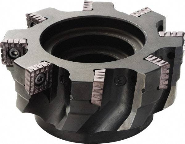 Kyocera - 4 Inserts, 80mm Cut Diam, 13mm Arbor Diam, 16.5mm Max Depth of Cut, Indexable Square-Shoulder Face Mill - 90° Lead Angle, 60mm High, SPMT1806 Insert Compatibility - Exact Tool & Supply