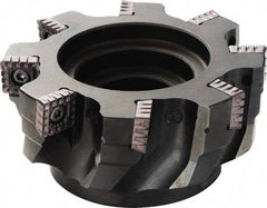 Kyocera - 4 Inserts, 80mm Cut Diam, 18mm Arbor Diam, 16.5mm Max Depth of Cut, Indexable Square-Shoulder Face Mill - 90° Lead Angle, 60mm High, SPMT1806 Insert Compatibility - Exact Tool & Supply