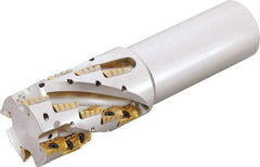 Kyocera - 50mm Cut Diam, 74mm Max Depth of Cut, 42mm Shank Diam, 185mm OAL, Indexable Square Shoulder Helical End Mill - BDMT 170408ER-N3, BDMT 170408ER-N4 Inserts, Cylindrical Shank, 90° Lead Angle, Through Coolant - Exact Tool & Supply