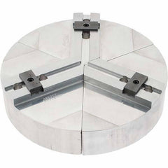Abbott Workholding Products - 10" Max Chuck Capacity, Tongue & Groove Interface, Round Soft Lathe Chuck Jaw - 3 Jaw, Aluminum, 40mm Btw Mount Hole Ctrs, 10" Wide, 2" High, 12mm Groove, 12mm Fastener - Exact Tool & Supply