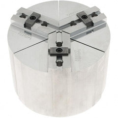 Abbott Workholding Products - 6" Max Chuck Capacity, Tongue & Groove Interface, Round Soft Lathe Chuck Jaw - 3 Jaw, Aluminum, 38.1mm Btw Mount Hole Ctrs, 6" Wide, 4" High, 7.95mm Groove, 3/8" Fastener - Exact Tool & Supply