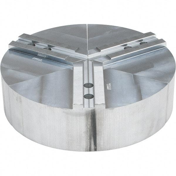 Abbott Workholding Products - 15" Max Chuck Capacity, 1.5mm x 60° Serrated Interface, Round Soft Lathe Chuck Jaw - 3 Jaw, Aluminum, 1.6929" Btw Mount Hole Ctrs, 15" Wide, 4" High, 20mm Fastener - Exact Tool & Supply