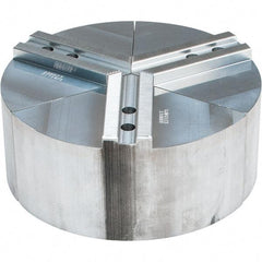 Abbott Workholding Products - 10" Max Chuck Capacity, 1.5mm x 60° Serrated Interface, Round Soft Lathe Chuck Jaw - 3 Jaw, Aluminum, 1.1811" Btw Mount Hole Ctrs, 10" Wide, 4" High, 12mm Fastener - Exact Tool & Supply