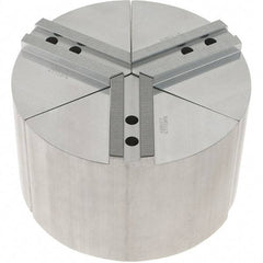 Abbott Workholding Products - 10" Max Chuck Capacity, 1.5mm x 60° Serrated Interface, Round Soft Lathe Chuck Jaw - 3 Jaw, Aluminum, 1.1811" Btw Mount Hole Ctrs, 10" Wide, 6" High, 12mm Fastener - Exact Tool & Supply