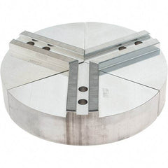 Abbott Workholding Products - 10" Max Chuck Capacity, 1.5mm x 60° Serrated Interface, Round Soft Lathe Chuck Jaw - 3 Jaw, Aluminum, 1.1811" Btw Mount Hole Ctrs, 10" Wide, 2" High, 12mm Fastener - Exact Tool & Supply