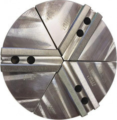 Abbott Workholding Products - 4" Max Chuck Capacity, 1.5mm x 60° Serrated Interface, Round Soft Lathe Chuck Jaw - 3 Jaw, Aluminum, 0.5906" Btw Mount Hole Ctrs, 6" Wide, 2" High, 6mm Fastener - Exact Tool & Supply