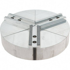 Abbott Workholding Products - 10" Max Chuck Capacity, 1.5mm x 60° Serrated Interface, Round Soft Lathe Chuck Jaw - 3 Jaw, Aluminum, 1.2598" Btw Mount Hole Ctrs, 10" Wide, 2" High, 12mm Fastener - Exact Tool & Supply
