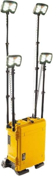 Pelican Products, Inc. - 12 Volt, Cordless, LED Portable Floor Work Light - 4 Heads, 24,000 Lumens, Polypropylene, 24-3/4" High - Exact Tool & Supply