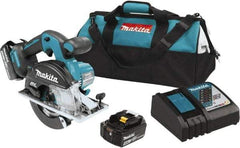 Makita - 18 Volt, 5-7/8" Blade, Cordless Circular Saw - 3,900 RPM, 2 Lithium-Ion Batteries Included - Exact Tool & Supply