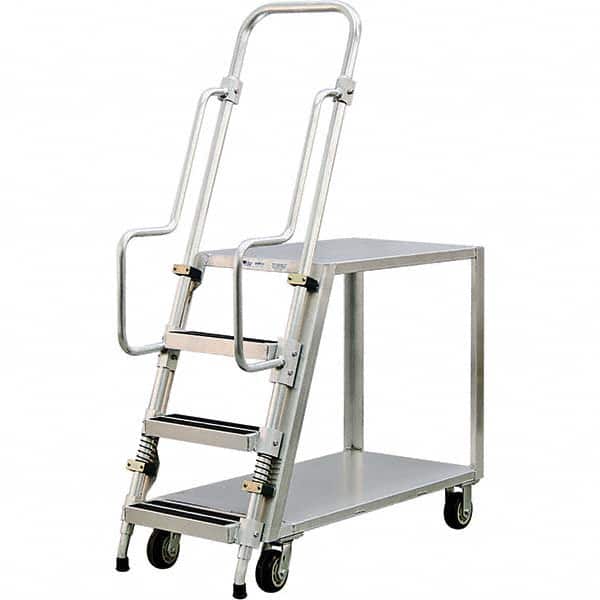New Age Industrial - 69-1/2" High 800 Lb Capacity 3 Step Stock-Picking Ladder - Exact Tool & Supply