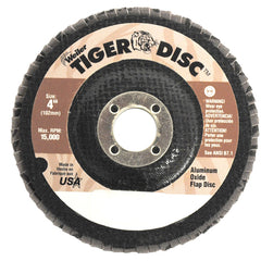 7″ Tiger Disc Abrasive Flap Disc, Angled, Phenolic Backing, 40AO, 7/8″ Arbor Hole - Exact Tool & Supply