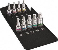 Wera - 10 Piece 1/2" Drive Metric Hex Bit Socket Set - 10 to 19mm Hex - Exact Tool & Supply
